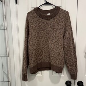Aerie Textured Knit Sweater in Leopard Print
